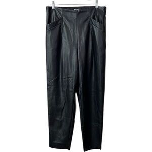 DKNY Black Faux Leather High Rise Ankle Pants Size M/12